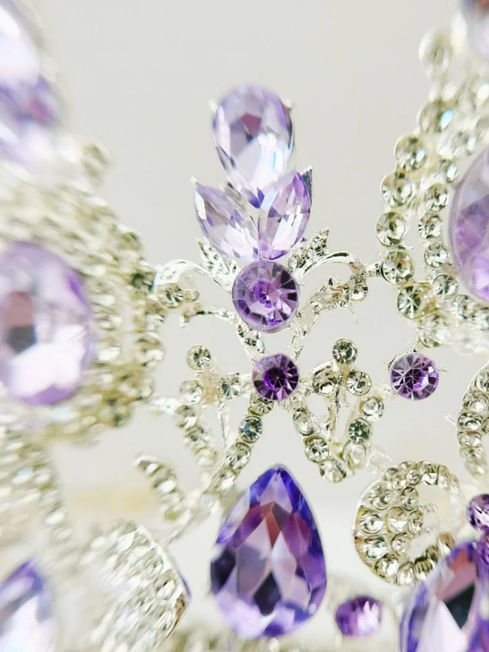 Silver Purple Crystal Butterfly Tiara Crown Wedding Quinceanera Pageant Prom